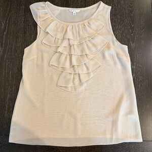 CAbi Women’s Ruffle Sleeveless Blouse Nude/Ivory Sz Medium